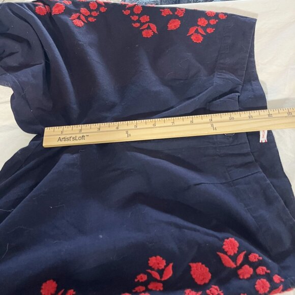 NEW Frances Valentine Navy & Red Floral Embroidered Pants - Women's Size 6 - Picture 8 of 8